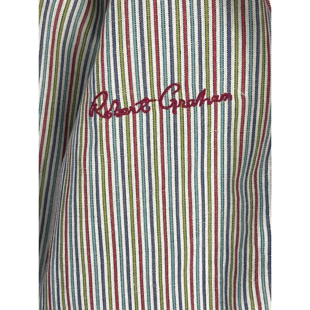 Robert Graham Mens 44 Classic Fit Linen Cotton Multi Color Stripe Blazer Jacket